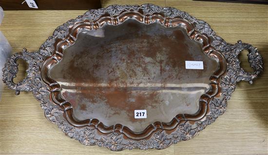 A Victorian silver plated tray length 74cm